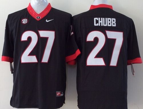 Bulldogs #27 Nick Chubb Black Stitched Youth NCAA Jersey